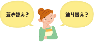 画像「葺き替え？」「塗り替え？」