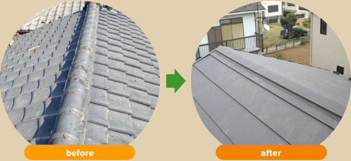 屋根の修理施工　事例1